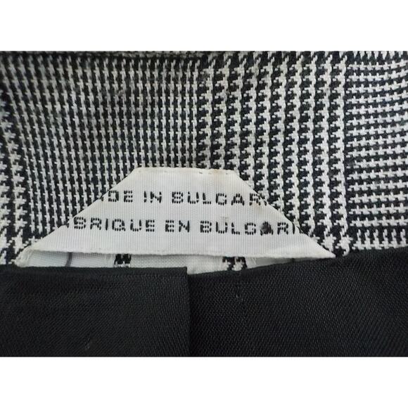 Vintage Alto Plaid Black White Blazer Button Up Women size 11/12 Shoulder Pads - Picture 6 of 11
